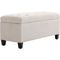 HOMCOM Sitzbank  Polsterbank mit Stauraum, Truhenbank, leinenartiges Polyester, Gummiholz, Cremeweiß, 100 x 40 x 44 cm  Aosom von HOMCOM