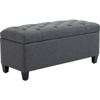 HOMCOM Sitzbank Polsterbank mit Stauraum 100 x 40 x 44 cm, Truhenbank aus leinenartigem Polyester und Gummiholz in Dunkelgrau   Aosom.de von HOMCOM