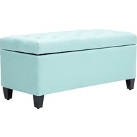 HOMCOM Sitzbank Polsterbank mit Stauraum Truhenbank Flur Schlafzimmer Wohnzimmer leinenartiges Polyester Gummiholz Grün 100 x 40 x 44 cm   Aosom von HOMCOM