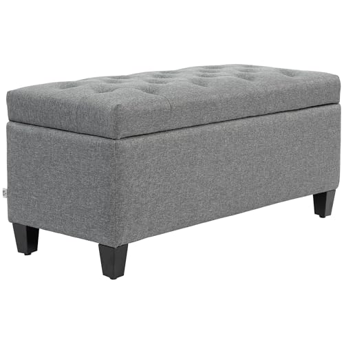 HOMCOM Sitzbank Polsterbank mit Stauraum Truhenbank Flur Schlafzimmer Wohnzimmer leinenartiges Polyester Gummiholz Hellgrau 100 x 40 x 44 cm HOMCOM Sitzbank Polsterbank mit Stauraum Truhenbank Flur Schlafzimmer Wohnzimmer leinenartiges Polyester Gummiholz Hellgrau 100 x 40 x 44 cm von HOMCOM