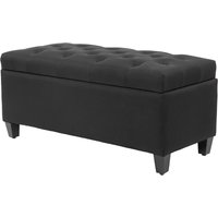 HOMCOM Sitzbank Polsterbank mit Stauraum Truhenbank Flur Schlafzimmer Wohnzimmer leinenartiges Polyester Gummiholz Schwarz 100 x 40 x 44 cm   Aosom von HOMCOM