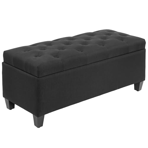 HOMCOM Sitzbank Polsterbank mit Stauraum Truhenbank Flur Schlafzimmer Wohnzimmer leinenartiges Polyester Gummiholz Schwarz 100 x 40 x 44 cm HOMCOM Sitzbank Polsterbank mit Stauraum Truhenbank Flur Schlafzimmer Wohnzimmer leinenartiges Polyester Gummiholz Schwarz 100 x 40 x 44 cm von HOMCOM