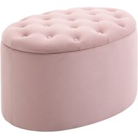 Sitzbank Polsterbank mit Stauraum samtartiges Polyester Gummiholz Rosa 71 x 52 x 42 cm von HOMCOM