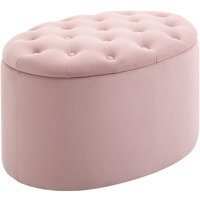 HOMCOM Sitzbank Polsterbank mit Stauraum Truhenbank Ovale Form Flur Schlafzimmer Wohnzimmer samtartiges Polyester Rosa 71 x 52 x 42 cm - Rosa von HOMCOM