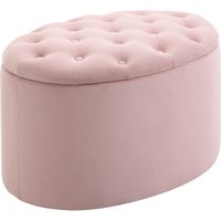 HOMCOM Sitzbank Rosa Polsterbank mit Stauraum 71x52x42cm aus samtartigem Polyester und Gummiholz ovale Form für Wohnzimmer   Aosom.de von HOMCOM