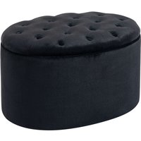 HOMCOM Sitzbank mit Stauraum Polsterbank mit Samtoptik, Sitztruhe Ovale Form, Truhenbank für Wohnzimmer Schlafzimmer Flur 71 x 52 x 42 cm, Schwarz von HOMCOM