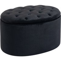 HOMCOM Sitzbank in Schwarz  Moderne Polsterbank mit Stauraum, Samtartiges Polyester, Gummiholz, Ovale Form, 71x52x42cm  Aosom von HOMCOM