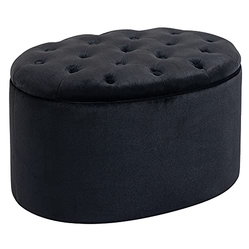 HOMCOM Sitzbank Polsterbank mit Stauraum Truhenbank Ovale Form Flur Schlafzimmer Wohnzimmer samtartiges Polyester Schwarz 71 x 52 x 42 cm HOMCOM Sitzbank Polsterbank mit Stauraum Truhenbank Ovale Form Flur Schlafzimmer Wohnzimmer samtartiges Polyester Schwarz 71 x 52 x 42 cm von HOMCOM