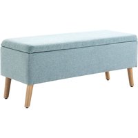Sitzbank Polsterbank mit Stauraum leinenartiges Polyester Gummiholz Hellgrün 110 x 39 x 45 cm von HOMCOM