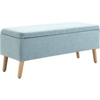 HOMCOM Sitzbank Hellgrün Polsterbank mit Stauraum 110x39x45cm aus leinenartigem Polyester und Gummiholz im skandinavischen Design   Aosom.de von HOMCOM