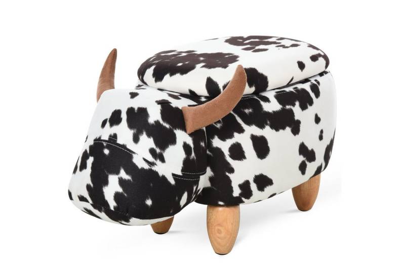 HOMCOM Sitzbank Polsterhocker mit Stauraum (Dekohocker, 1-St., Sitzhocker), Schwarz+Weiß, 62 x 35 x 36 cm von HOMCOM