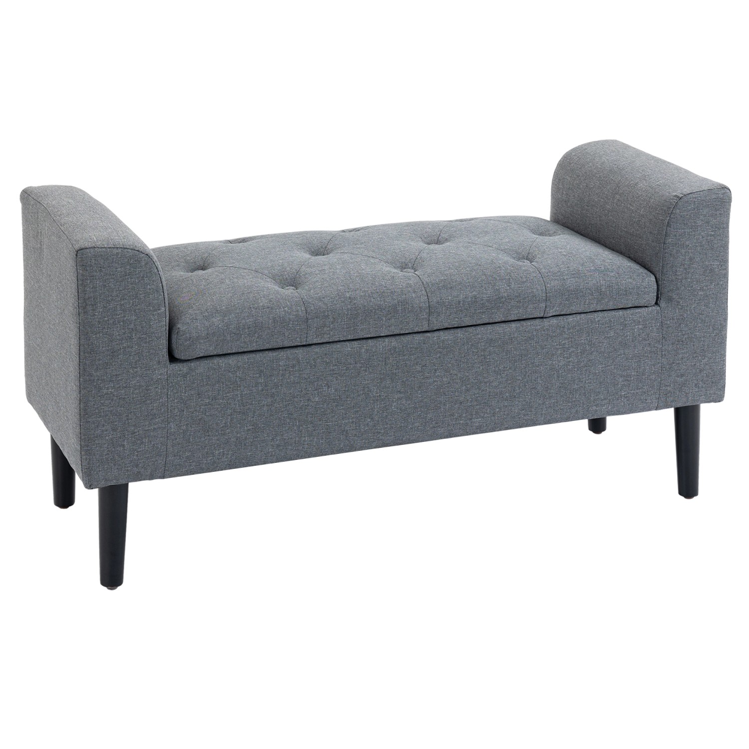 HOMCOM Sitzbank Polyester Gummiholz Hellgrau Schwarz 116B x 44T x 58H cm von HOMCOM