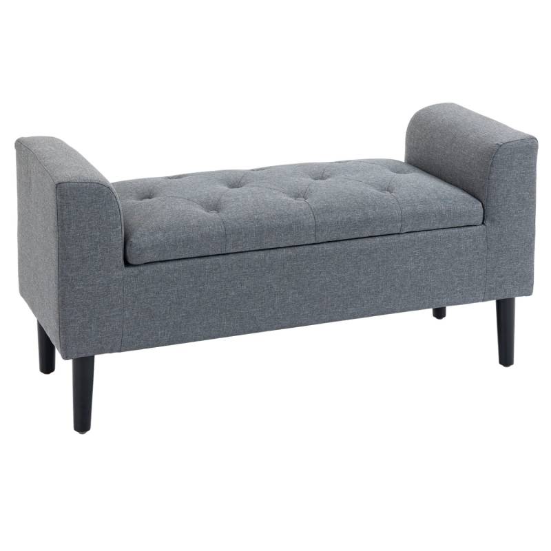 HOMCOM Sitzbank Polyester Gummiholz Hellgrau Schwarz 116B x 44T x 58H cm von HOMCOM