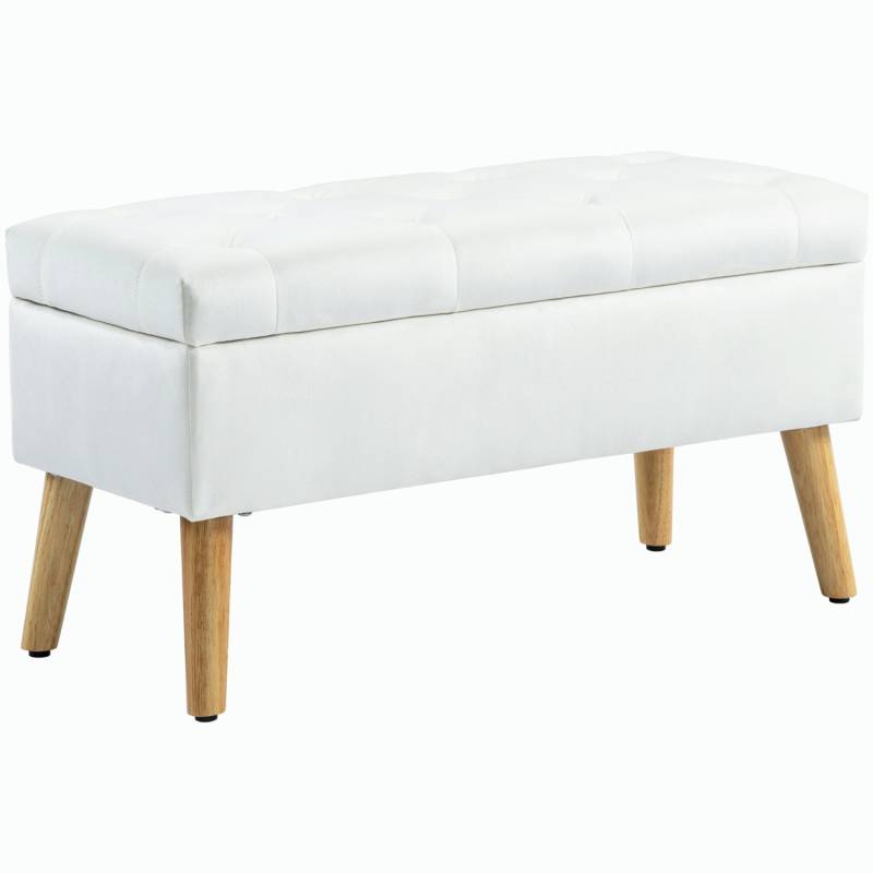HOMCOM Sitzbank Polyester Schaumstoff Weiß 80L x 35B x 40H cm von HOMCOM