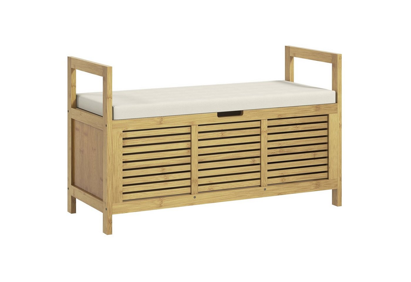 HOMCOM Sitzbank Schuhbank mit Klappdeckel, Schuhregal (Garderobenbank, 1-St., Flurbank), für Diele, Flur, Bambus, Natur, 100 x 40 x 60 cm von HOMCOM