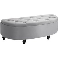 Sitzbank Sitzhocker Sitztruhe Aufbewahrungsbox Velvet-Touch Gummiholz Grau 120 x 46 x 42 cm von HOMCOM