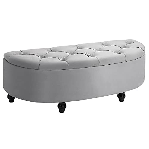 HOMCOM Sitzbank mit Stauraum Polsterbank mit Samtoptik, geöffnetem Deckel Sitztruhe mit Holzbeine, Truhenbank für Wohnzimmer Flur Schlafzimmer 120 x 46 x 42 cm, Grau HOMCOM Sitzbank mit Stauraum Polsterbank mit Samtoptik, geöffnetem Deckel Sitztruhe mit Holzbeine, Truhenbank für Wohnzimmer Flur Schlafzimmer 120 x 46 x 42 cm, Grau von HOMCOM