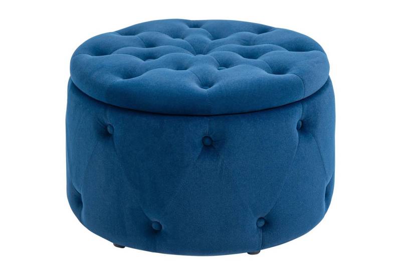 HOMCOM Sitzbank Sitzhocker mit Stauraum, Ottomane, Sitztruhe mit Samtoptik (Aufbewahrungshocker, 1-St., Sitztruhe), Blau, Ø60 x 40 cm von HOMCOM