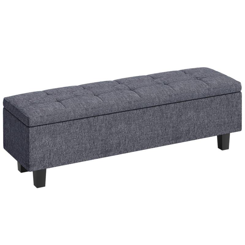 HOMCOM Sitzbank Stauraum Polsterbank Leinenoptik 138 x 40 x 45 cm Dunkelgrau von HOMCOM