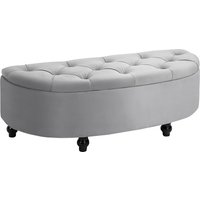 HOMCOM Sitzbank Stauraum Sitzhocker Aufbewahrungsbox Fußbank Velvet-Touch Gummiholz Grau Schlafzimmer   Aosom von HOMCOM