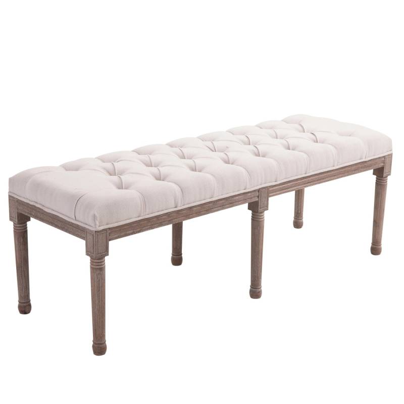 HOMCOM Sitzbank Vintage Retro mit Knöpfen Leinen Holz Beige 142 x 47 x 51 cm von HOMCOM