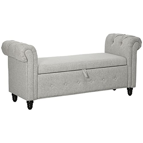 HOMCOM Sitzbank mit Aufbewahrungsbox, 2-in-1, aus Stoff, Leinenoptik, mit Holzfüßen – 146,5 x 49 x 72 cm – Grau HOMCOM Sitzbank mit Aufbewahrungsbox, 2-in-1, aus Stoff, Leinenoptik, mit Holzfüßen – 146,5 x 49 x 72 cm – Grau von HOMCOM