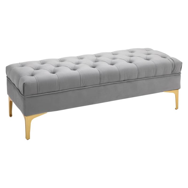 HOMCOM Sitzbank mit Erhöhten Beinen Schlafzimmer Samt Hellgrau 118 x 45 x 42 cm von HOMCOM