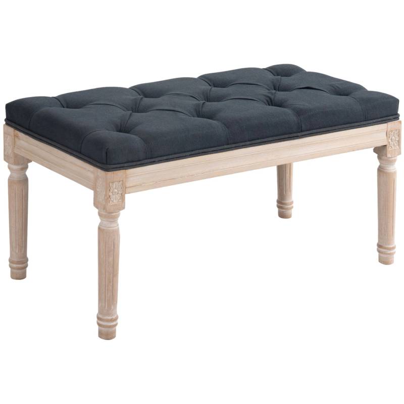 HOMCOM Sitzbank mit Knöpfen Leinenoptik Belastbar 80 x 40 x 43 cm Dunkelgrau von HOMCOM