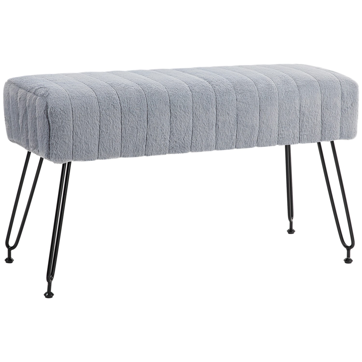 HOMCOM Sitzbank mit Kunstfell-Optik Metallbeine 82 x 30 x 47 cm Grau HOMCOM Sitzbank mit Kunstfell-Optik Metallbeine 82 x 30 x 47 cm Grau von HOMCOM