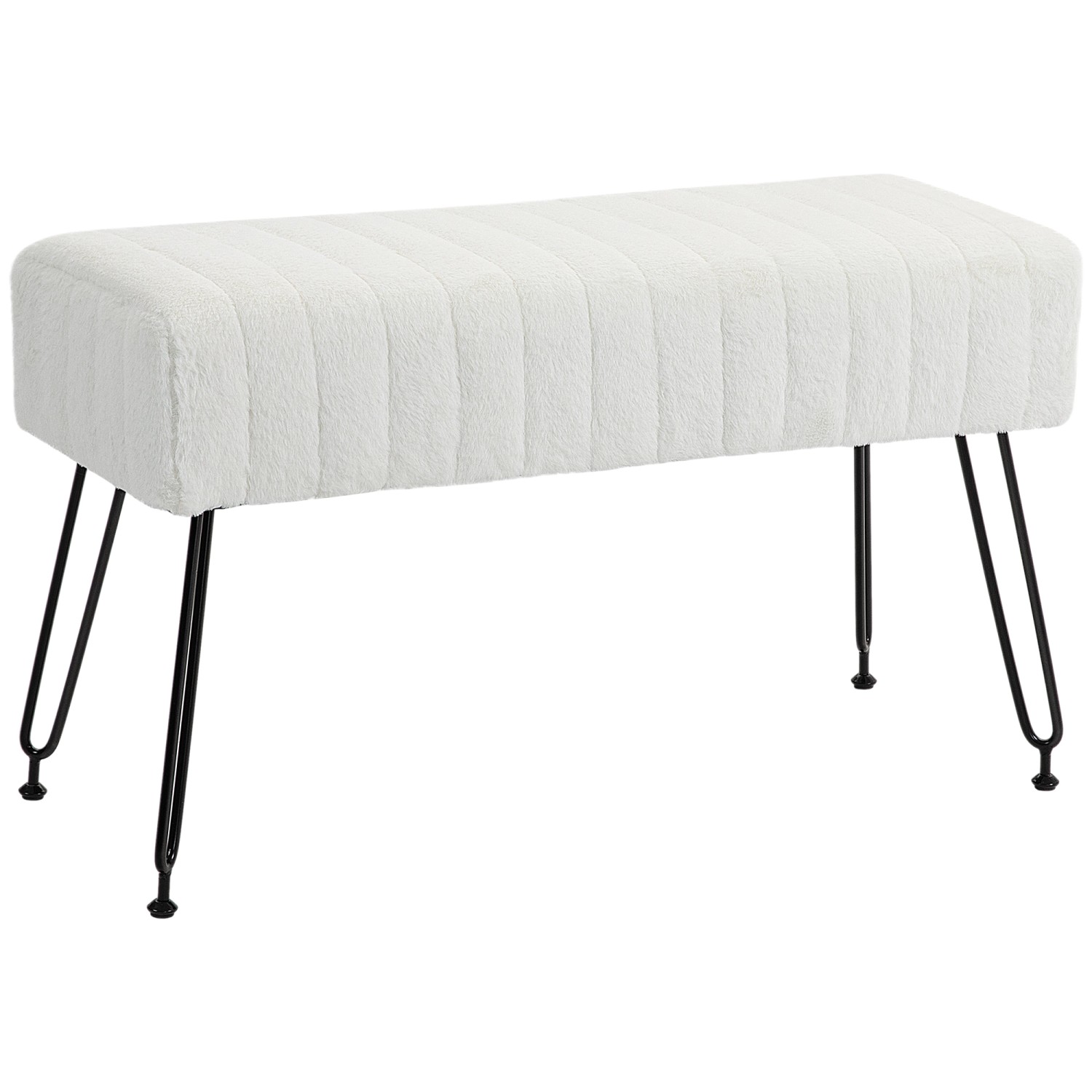 HOMCOM Sitzbank mit Kunstfell-Optik Metallbeine für Flur 82 x 30 x 47 cm Weiß HOMCOM Sitzbank mit Kunstfell-Optik Metallbeine für Flur 82 x 30 x 47 cm Weiß von HOMCOM