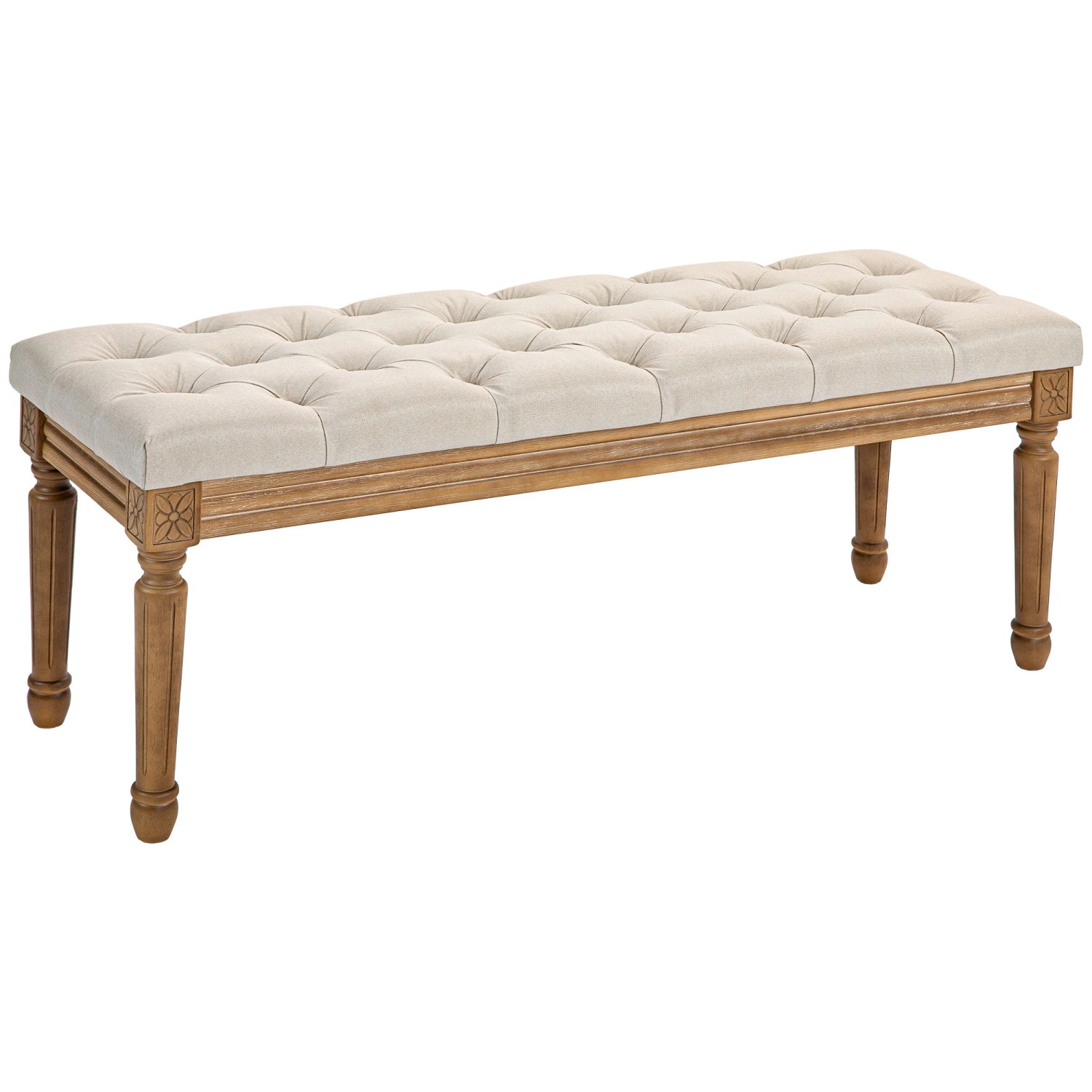 HOMCOM Sitzbank mit Leinenoptik Holzbeine 120 x 41 x 48 cm Creme HOMCOM Sitzbank mit Leinenoptik Holzbeine 120 x 41 x 48 cm Creme von HOMCOM