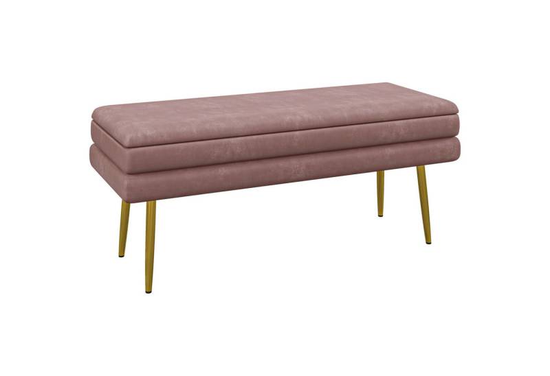 HOMCOM Sitzbank mit Samtoptik (Bettbank mit Stahlbeine, 1-St., Polsterbank mit Stauraum), für Wohnzimmer, Schlafzimmer, Rosa, 100 x 37,5 x 42 cm von HOMCOM