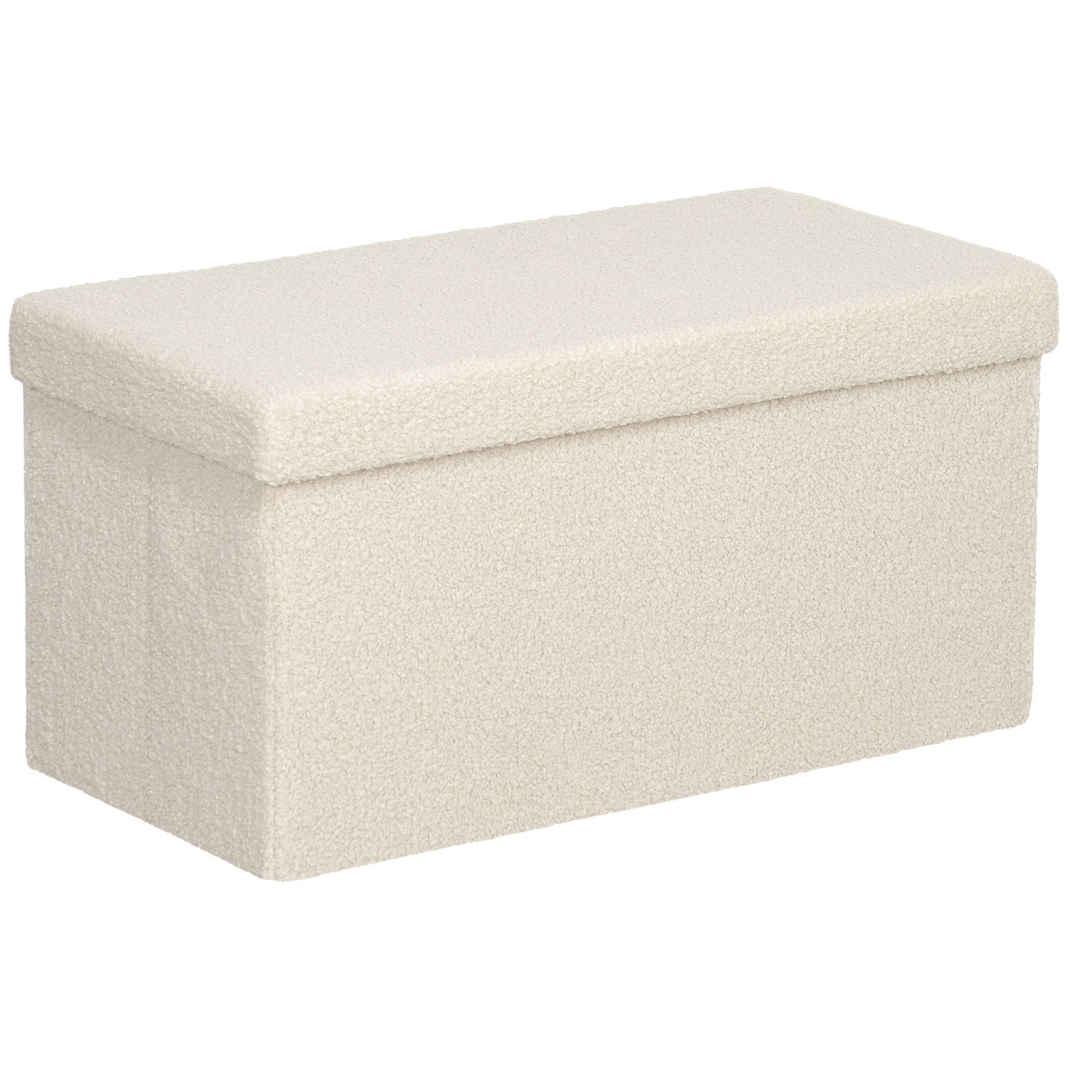 HOMCOM Sitzbank mit Samtoptik Polyester MDF Cremeweiß 76L x 38B x 38H cm von HOMCOM