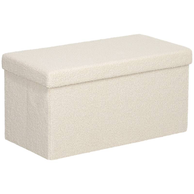 HOMCOM Sitzbank mit Samtoptik Polyester MDF Cremeweiß 76L x 38B x 38H cm von HOMCOM