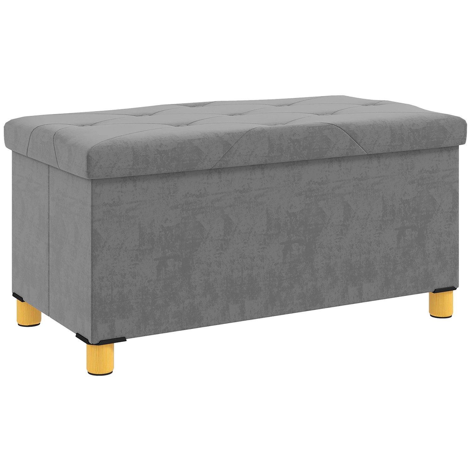 HOMCOM Sitzbank mit Samtoptik Polyester MDF Grau 76L x 38B x 38H cm von HOMCOM
