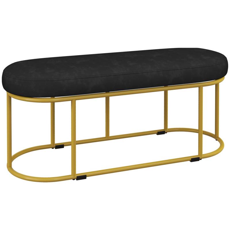 HOMCOM Sitzbank mit Samtoptik bis 200 kg Belastbar Stahl Schwarz 100 x 37 x 43cm von HOMCOM