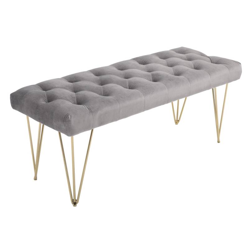 HOMCOM Sitzbank mit Samtoptik für Schlafzimmer Metall Grau 116 x 44 5 x 49 cm von HOMCOM