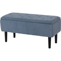 HOMCOM Sitzbank mit Stauraum, Bettbank, Polsterbank mit Klappdeckel, Truhenbank, für Wohnzimmer, Schlafzimmer, Blau, 95 x 38 x 45 cm   Aosom von HOMCOM