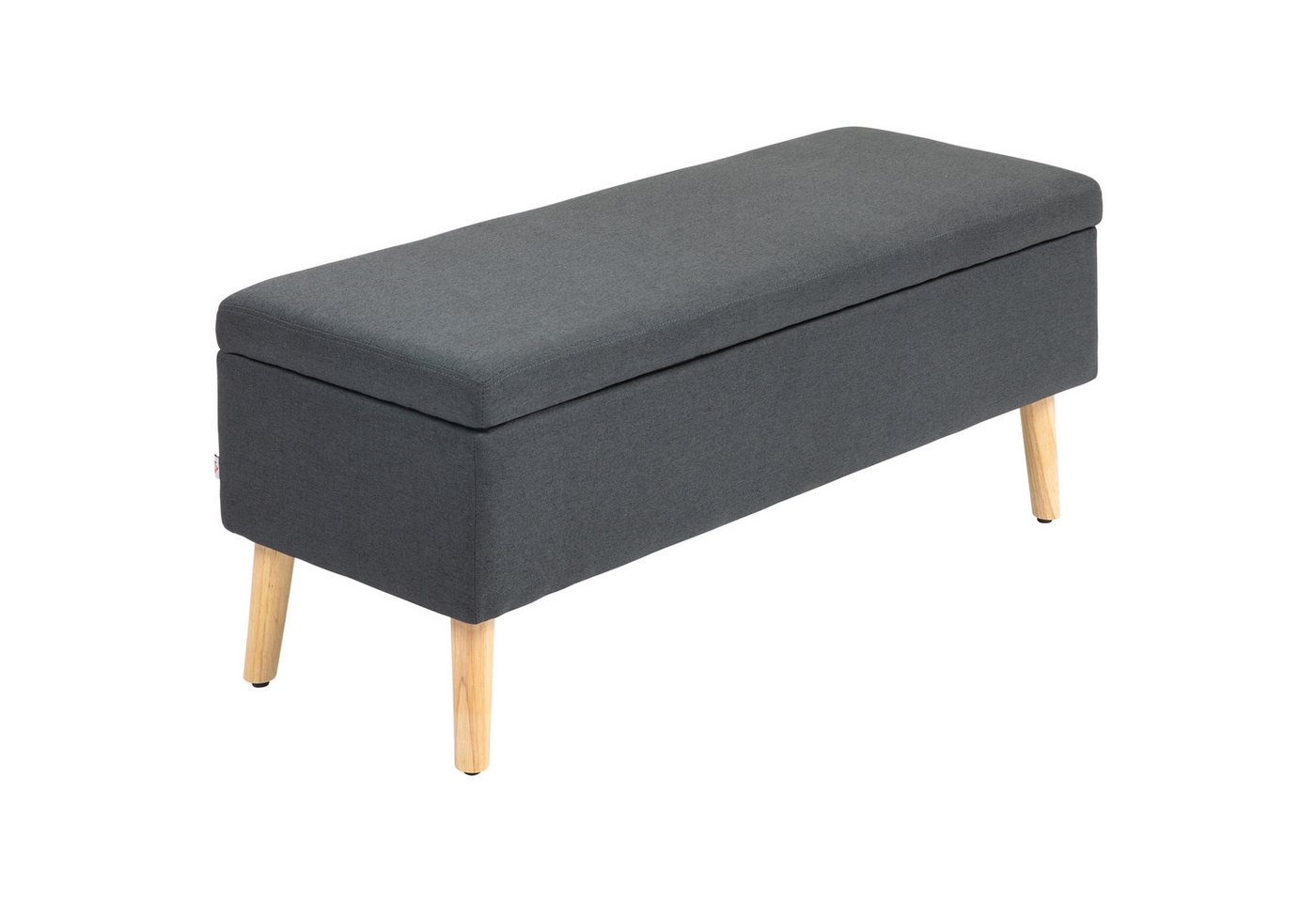 HOMCOM Sitzbank mit Stauraum, Leinenoptik für Flur Schlafzimmer Wohnzimmer (Truhenbank, 1-St., Polsterbank), Gummiholz Dunkelgrau 110 x 39 x 45 cm von HOMCOM