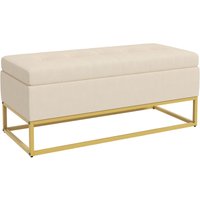 Sitzbank mit Stauraum, Polsterbank, Bettbank mit Samtoptik, Stahl, Beige von HOMCOM