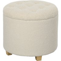 HOMCOM Sitzbank mit Stauraum, Polsterbank mit Deckel, Bettbank mit Kaschmiroptik, für Flur Schlafzimmer Wohnzimmer, Holzrahmen Ø45 x 41 cm Cremeweiß   Aosom von HOMCOM