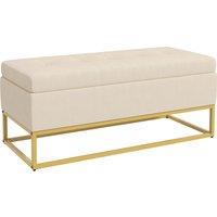 HOMCOM Sitzbank mit Stauraum  Polsterbank mit Klappdeckel in Samtoptik, Bettbank mit Stahlbeinen, Beige, 110x44x49cm  Aosom.de von HOMCOM