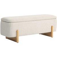 HOMCOM Sitzbank mit Stauraum, Polsterbank mit Leinenoptik, Holzbeine, Creme von HOMCOM