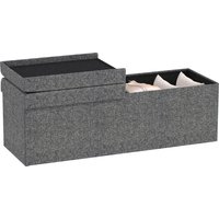 HOMCOM Sitzbank mit Stauraum, faltbar Polsterbank mit separaten Behältern, Bettbank mit Leinenoptik, Sitztruhe für Flur Schlafzimmer Wohnzimmer, 110 x 38 x 38 cm Dunkelgrau   Aosom von HOMCOM