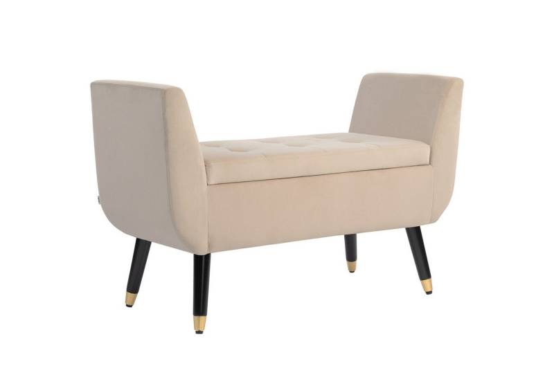 HOMCOM Sitzbank mit Stauraum Armlehnen, Samtartiges Polyester (Truhenbank, 1-St., Polsterbank), Gummiholz Beige 107 x 42 x 65 cm von HOMCOM