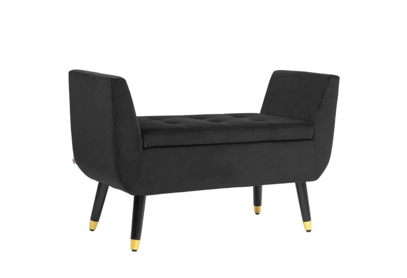 HOMCOM Sitzbank mit Stauraum Armlehnen, Samtartiges Polyester (Truhenbank, 1-St., Polsterbank), Gummiholz Dunkelgrau 107 x 42 x 65 cm von HOMCOM