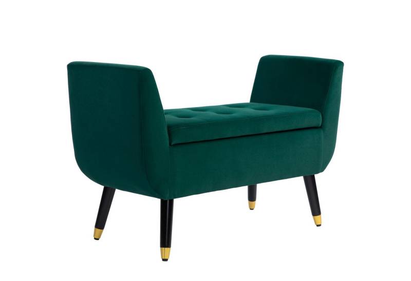 HOMCOM Sitzbank mit Stauraum Armlehnen, Samtartiges Polyester (Truhenbank, 1-St., Polsterbank), Gummiholz Grün 107 x 42 x 65 cm von HOMCOM