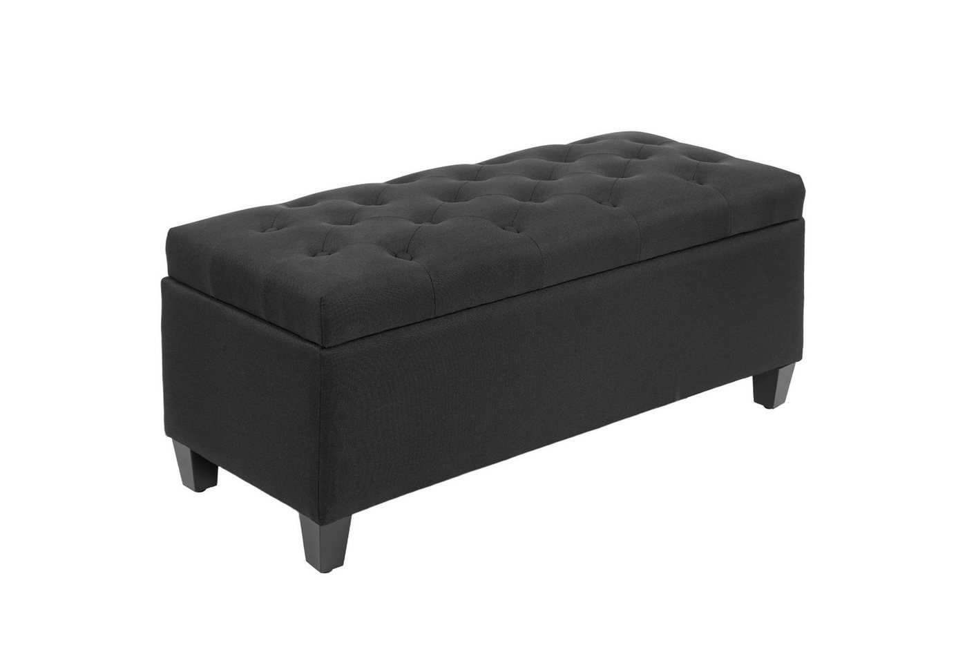 HOMCOM Sitzbank mit Stauraum Armlehnen, Samtartiges Polyester (Truhenbank, 1-St., Polsterbank), Polyester Gummiholz Schwarz 100 x 40 x 44 cm von HOMCOM