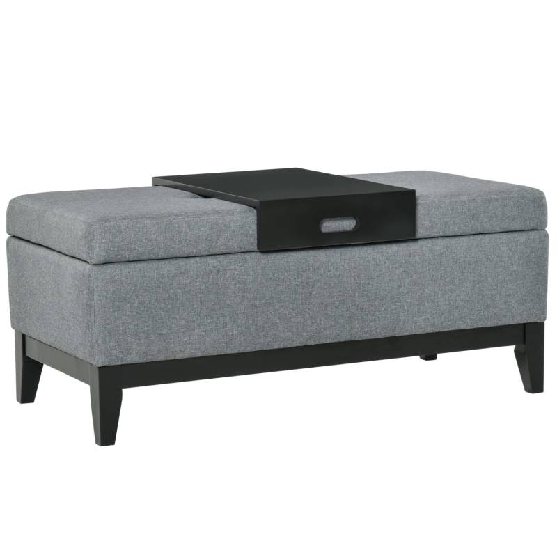 HOMCOM Sitzbank mit Stauraum Aufbewahrungsbox Dunkelgrau Schwarz 107 x 50 x 44cm von HOMCOM