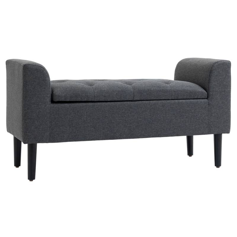 HOMCOM Sitzbank mit Stauraum Belastbar Gummiholz Dunkelgrau 116 x 44 x 58 cm von HOMCOM